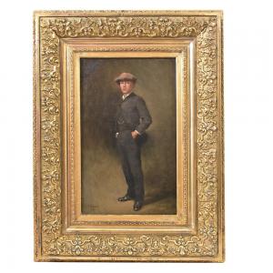 QUADRI ANTICHI, RITRATTI DI UOMO OTTOCENTESCO, PITTURA AD OLIO SU TELA, DELL 800. (QR499)